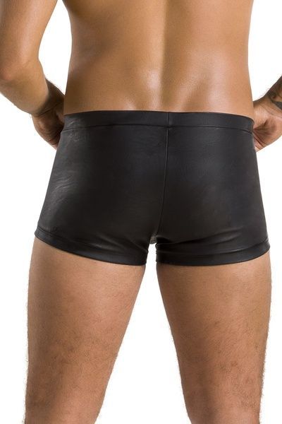 Чоловічі шкіряні боксери з клапаном Passion 050 SHORT PATRICK XXL/XXXL Black SO7623 фото