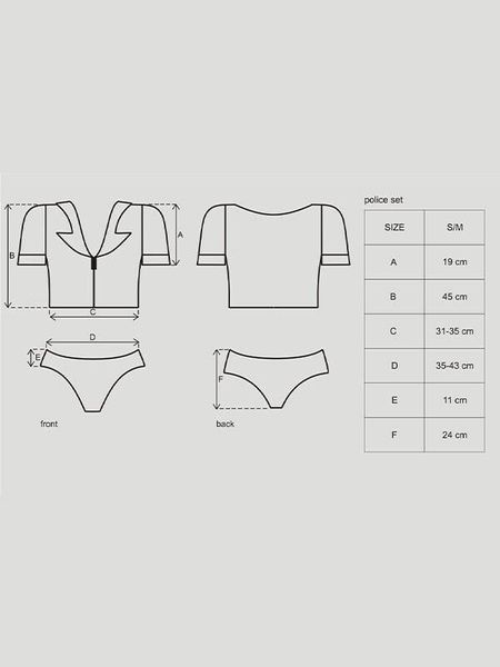 Еротичний костюм поліцейського Obsessive Police set S/M, black, топ, шорти, кепка, пояс, портупея SO7725 фото
