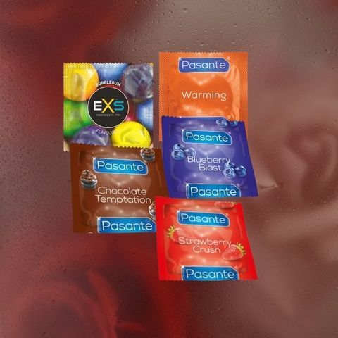 Signature Big Box 60+5: EXS Bubblegum Flavoured - 13 шт, Pasante Taste Blueberry - 15 шт, Pasante Taste Chocolate - 5 шт, Pasante Taste Strawberry - 14 шт, Pasante Warming - 18 шт MM2318 фото