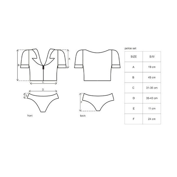 Еротичний костюм поліцейського Obsessive Police set S/M, black, топ, шорти, кепка, пояс, портупея SO7725 фото
