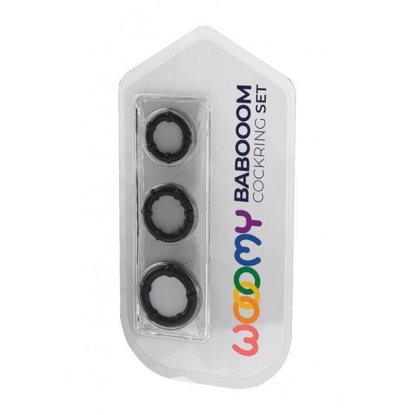 Набір ерекційних кілець Wooomy Babooom cockring set, 3 розміри, відмінно тягнуться SO7436 фото