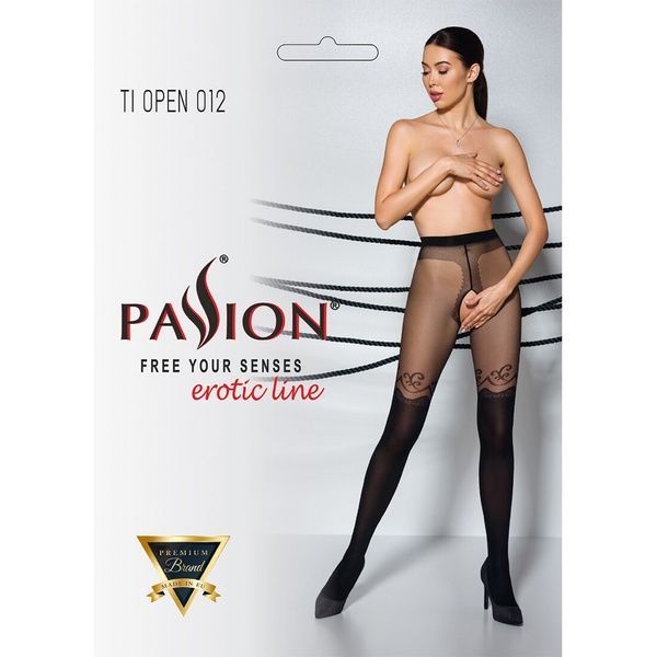 Колготки з відкритим доступом, подвійна щільність Passion TIOPEN 012 3/4 (20/40 den), black SO5815 фото