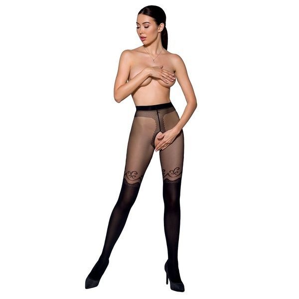 Колготки з відкритим доступом, подвійна щільність Passion TIOPEN 012 3/4 (20/40 den), black SO5815 фото