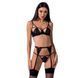 Комплект білизни PERDITA SET black XXL/XXXL - Passion Exclusive: стрепи: ліф, стрінги і пояс для пан PS26506 фото 1