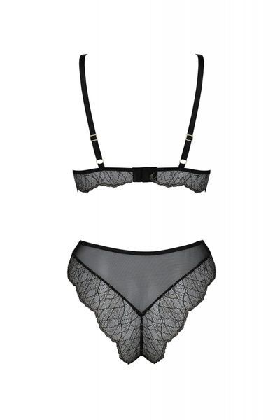 Комплект білизни Passion AMBERLY SET 4XL/5XL black, ліф, трусики бразиліана, люрексова нитка SO7055 фото