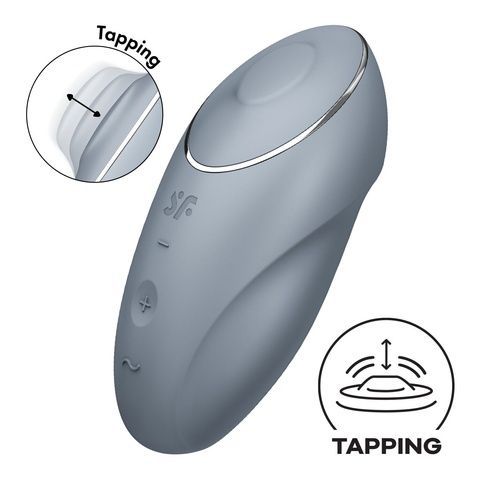Вібростимулятор-пульсатор Satisfyer Tap & Climax 1 Bluegrey, ефект постукування пальцем, 2 мотори SX0568 фото