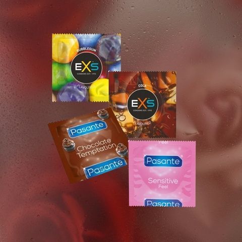 Sweet Moments 40+5: EXS Bubblegum Flavoured - 7 шт, EXS Cola Flavoured - 12 шт, Pasante Taste Chocolate - 20 шт, Pasante Ultra Sensitive Touch - 6 шт MM2319 фото