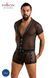 Комплект сітчастої чоловічої білизни Passion 052 SET MICHAEL L/XL black, сорочка, боксери, заклепки SO7624 фото 11