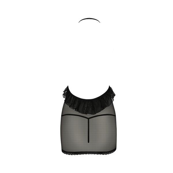 Сорочка прозора приталена Passion ERZA CHEMISE S/M, black, трусики PS26005 фото