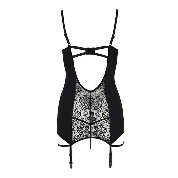 Сорочка приталена з пажами PAULINE CHEMISE black L/XL Passion, трусики EL15801 фото