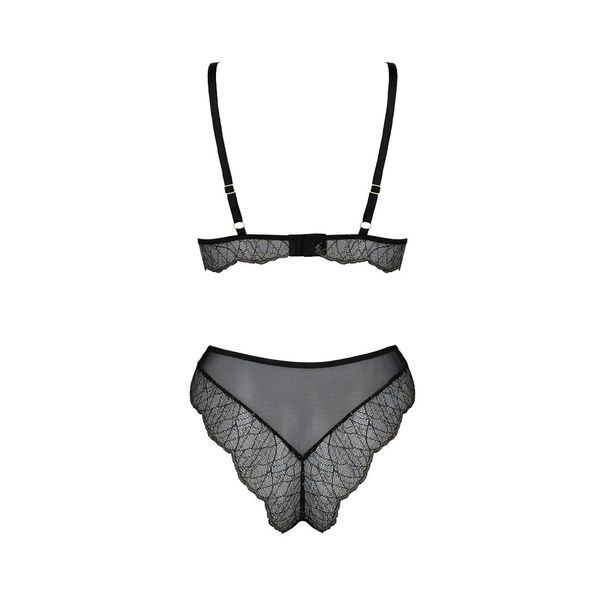 Комплект білизни Passion AMBERLY SET 4XL/5XL black, ліф, трусики бразиліана, люрексова нитка SO7055 фото
