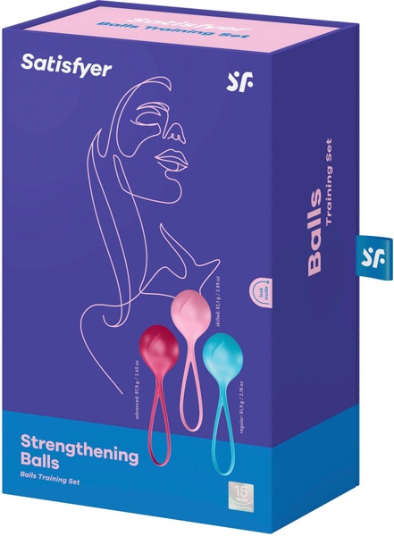 Вагінальні кульки Satisfyer Strengthening Balls (3шт), діаметр 3,8 см, маса 62-82-98г, монолітні SO2302 фото