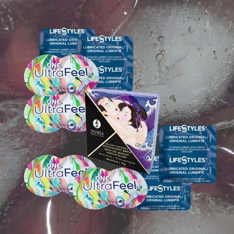 Набір "ONE Ultra Feel (4 шт.), LifeStyles Ultra Lubricated (4 шт.) та Сіль для ванни Shunga Moonlight Bath" MM1352 фото