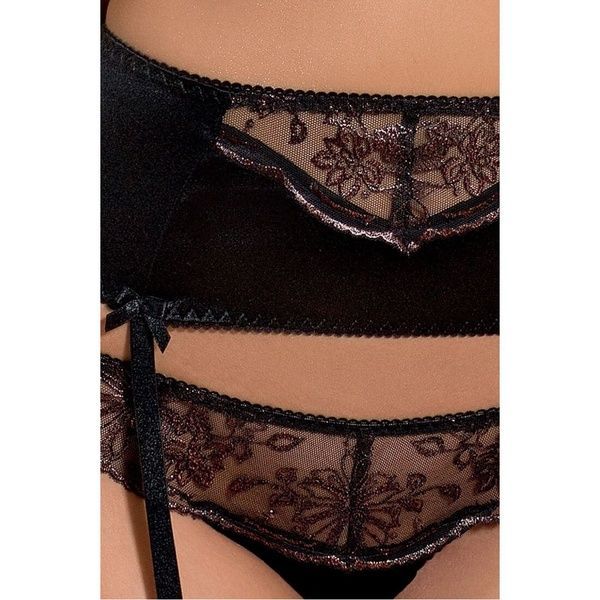 Комплект білизни Passion Exclusive BRIDA SET OpenBra 2XL/3XL black трусики-танга пояс відкритий ліф PS22724 фото
