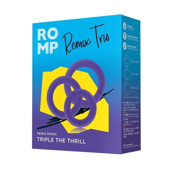 Набір ерекційних кілець Romp Remix Trio, дуже еластичні, діаметри 2; 2,5 та 2,9 см SX0538 фото