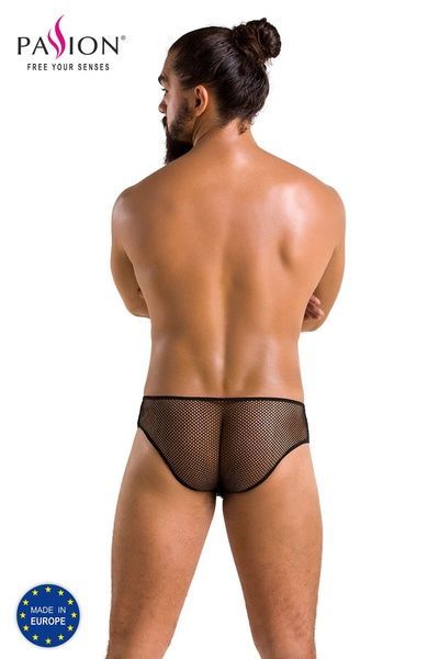 Чоловічі труси зі шнурівкою Passion 035 SLIP RICHARD L/XL Black, екошкіра, сітка SO7576 фото