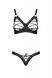 Комплект з екошкіри Passion CELINE BIKINI 4XL/5XL black, відкритий бра, стрінги зі шнурівкою SO7057 фото 7