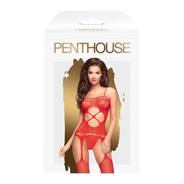 Бодістокінг з вирізом на животику Penthouse - Hot Nightfall Red S/L SO4395 фото