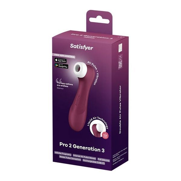 Вакуумний кліторальний стимулятор Satisfyer Pro 2 Generation 3 with Liquid Air Connect App Wіnе Red SO7774 фото