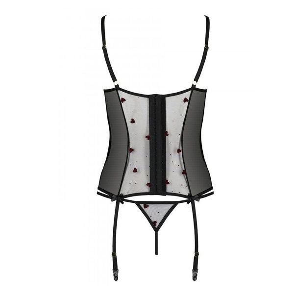 Корсет з підв'язками, стрінги Passion LOVELIA CORSET L/XL, black SO4765 фото