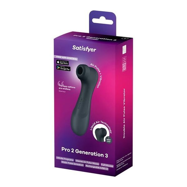 Вакуумний кліторальний стимулятор Satisfyer Pro 2 Generation 3 with Liquid Air Connect App Dark Grey SO8404 фото