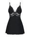 Сатиновий пеньюар із мереживом Obsessive 810-BAB-1 babydoll & thong S/M, чорний, пеньюар, танга SO7152 фото 13