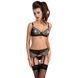 (SALE) Комплект білизни MONTANA SET black L/XL - Passion Exclusive: ліф, стрінги і пояс для панчіх PS23009 фото 1