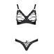 Комплект з екошкіри Passion CELINE BIKINI 4XL/5XL black, відкритий бра, стрінги зі шнурівкою SO7057 фото 3