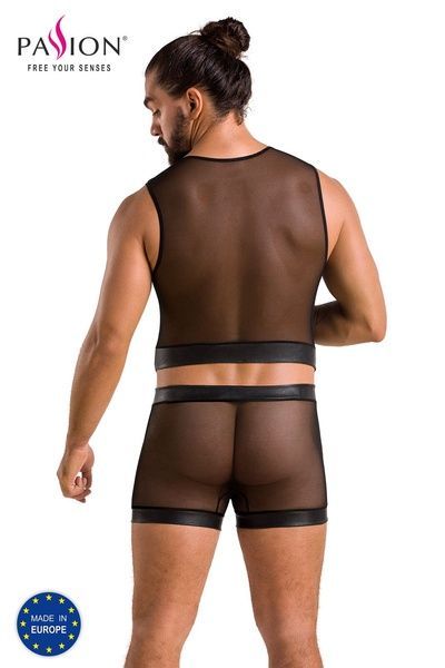 Комплект чоловічої білизни на шнурівці Passion 053 SET WILLIAM L/XL Black, жилет, боксери SO7627 фото