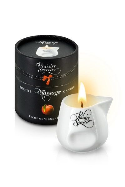 Масажна свічка Plaisirs Secrets Peach (80 мл) подарункова упаковка, керамічний посуд SO1849 фото