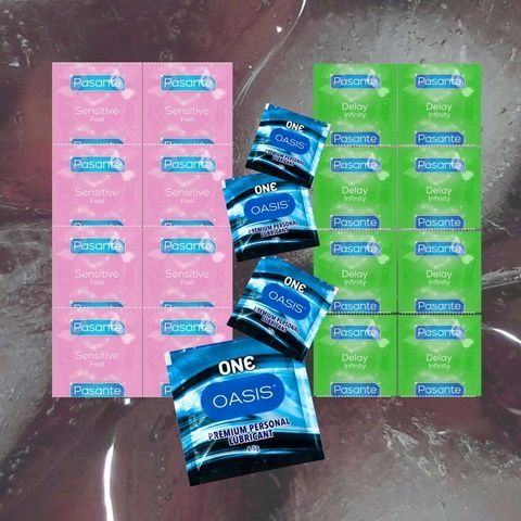 Набір Pasante Sensitive Feel &ndash; 8 шт., Pasante Delay Infinity &ndash; 8 шт., ONE Oasis 4,5 г &ndash; 4 шт. MM1613 фото
