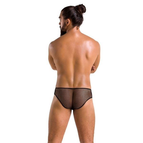 Чоловічі труси зі шнурівкою Passion 035 SLIP RICHARD S/M Black, екошкіра, сітка SO7577 фото
