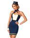 Еротичний костюм стюардеси Obsessive Stewardess uniform M/L, blue, сукня, пілотка, шарф, манжети SO7730 фото 8