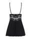 Сатиновий пеньюар з мереживом Obsessive 810-BAB-1 babydoll & thong L/XL, чорний, пеньюар, танга SO7153 фото 14