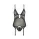 Корсет з декольте Passion ERZA CORSET XXL/XXXL, black, пажі, трусики, напівпрозорий PS26009 фото 8