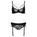 Комплект білизни Passion PAULINE SET L/XL, black, стрепи, ліф, стрінги і пояс для панчох EL15804 фото 12