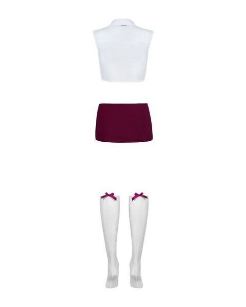 Еротичний костюм студентки Obsessive Student 4 pcs costume S/M, топ, спідниця, стринги, гольфи SO7731 фото