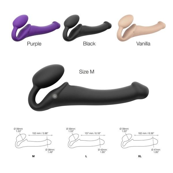 Безремінний страпон з вібрацією Strap-On-Me Vibrating Flesh L, діаметр 4,2 см, пульт ДК, регульований SO3828 фото