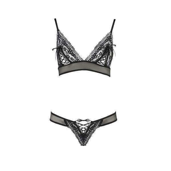 Комплект білизни Passion ERZA SET L/XL, black, ліф і трусики PS26010 фото