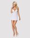 Сатиновий пеньюар із мереживом Obsessive 810-BAB-2 babydoll & thong S/M, білий, пеньюар, танга SO7154 фото 11