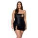 Мінісукня з екошкіри Passion CELINE CHEMISE 4XL/5XL, black, шнурівка, трусики в комплекті SO7061 фото 1