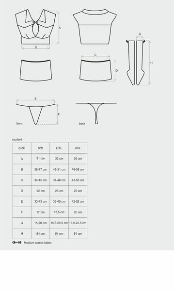 Еротичний костюм студентки Obsessive Student 4 pcs costume L/XL, топ, спідниця, стринги, гольфи SO7732 фото