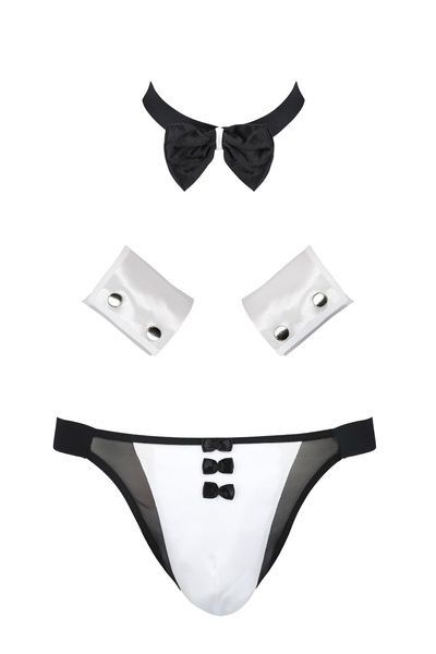 Комплект еротичної чоловічої білизни Passion 036 ALFRED L/XL Black, труси, комірець, манжети SO7579 фото