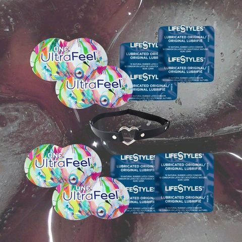 Набір "ONE Ultra Feel (4 шт.), LifeStyles Ultra Lubricated (4 шт.) та Гартер на ногу Серце з натуральної шкіри Art of Sex" MM1356 фото
