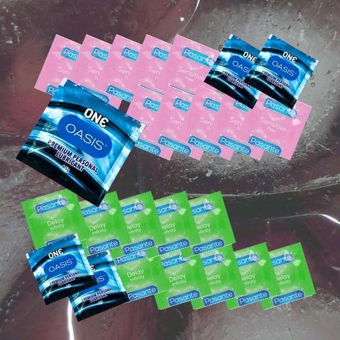 Набір Pasante Sensitive Feel &ndash; 10 шт., Pasante Delay Infinity &ndash; 10 шт., ONE Oasis 4,5 г &ndash; 5 шт. MM1615 фото