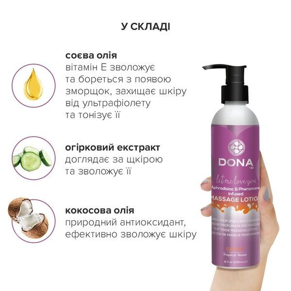 Масажний лосьон DONA Sassy &ndash; Tropical Tease (235 мл) зволожувальний з афродизіаками та феромонами SO2104 фото