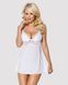 Сатиновий пеньюар з мереживом Obsessive 810-BAB-2 babydoll & thong L/XL, білий, пеньюар, танга SO7155 фото 1