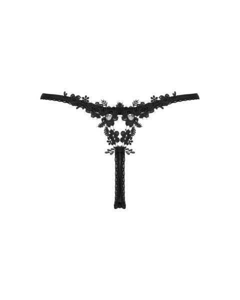 Прозорі стрінги із мереживом Obsessive Celia Noir thong XS/S SO7868 фото