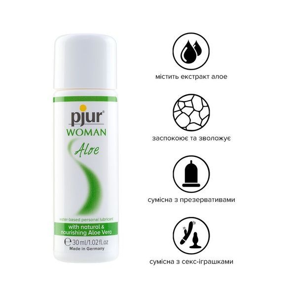 Лубрикант на водній основі pjur Woman Aloe 30 мл, з екстрактом алое, зволожувальний, без парабенів PJ13310 фото
