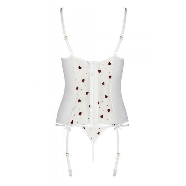 Корсет з підв'язками, стрінги Passion LOVELIA CORSET S/M, white SO4769 фото